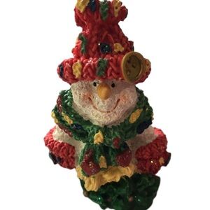 Festive Snowman Figurine with Colorful Hat
